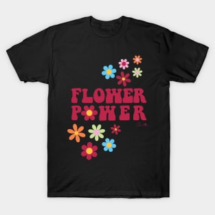 Viva Magenta Colorful Flower Power Sticker T-Shirt